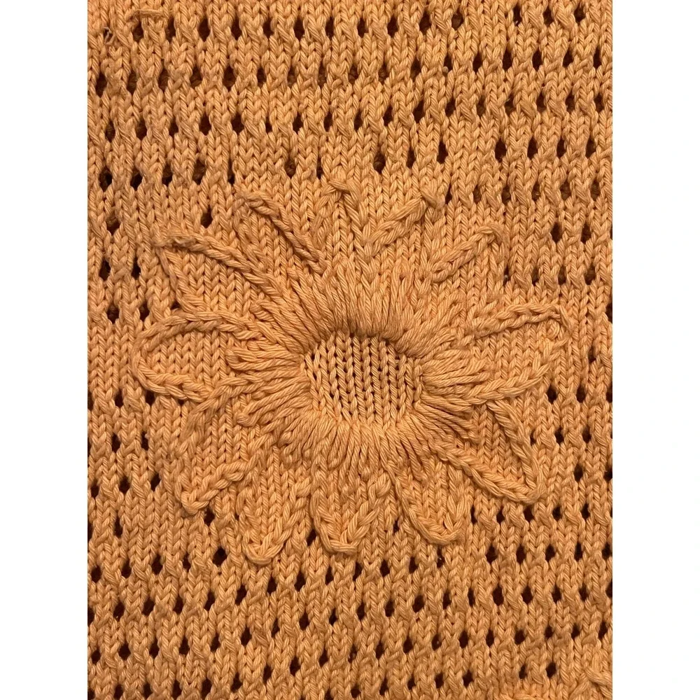 90s Floral Sun Crop Sweater Liz Claiborne Vintage Yellow M